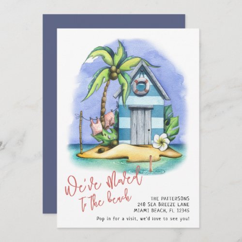 Beach Tropical Watercolor Moving Announcement