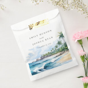 Beach Tropical Watercolor Wedding Favor Bag