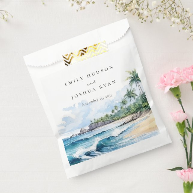 Beach Tropical Watercolor Wedding Favor Bag (Sealed)