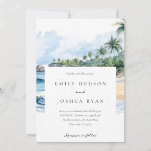 Beach Tropical Watercolor Wedding Invitation
