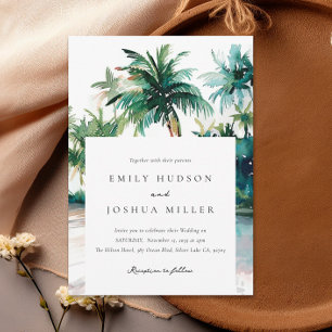 Beach Tropical Watercolor Wedding Invitation