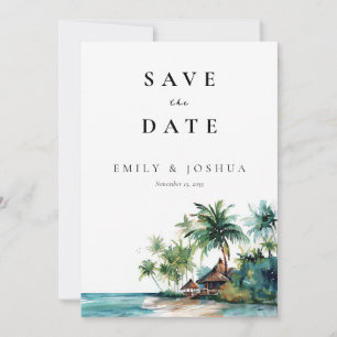 Beach Tropical Watercolor Wedding Save The Date