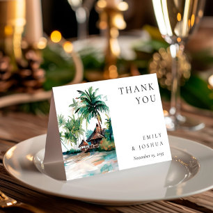 Beach Tropical Watercolor Wedding Thank You Card