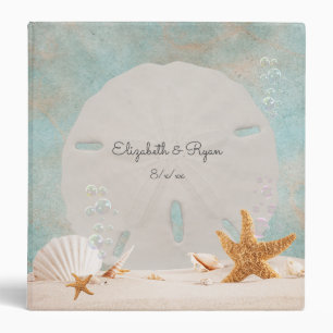 Beach Tropical Wedding Sand Dollar Starfish Bubble 3 Ring Binder