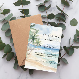 Beach tropical wedding save the date