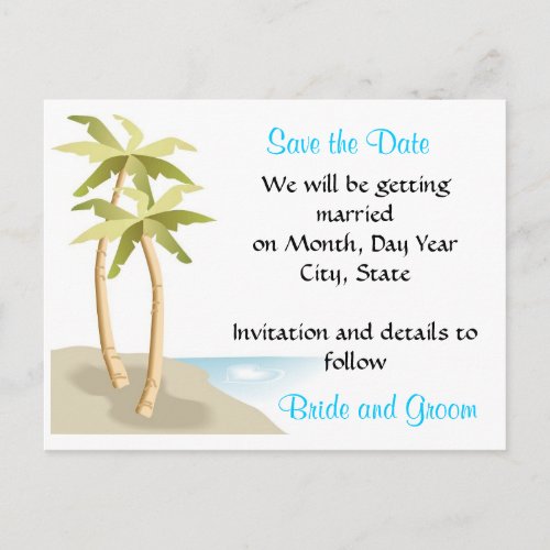 BeachTropical Wedding Save the Date Postcard