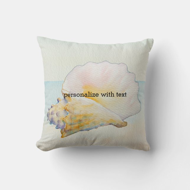 Beach Tropical with Conch Shell Throw Pillow (Front)