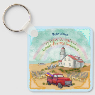Beach Truck Lighthouse  Keychain