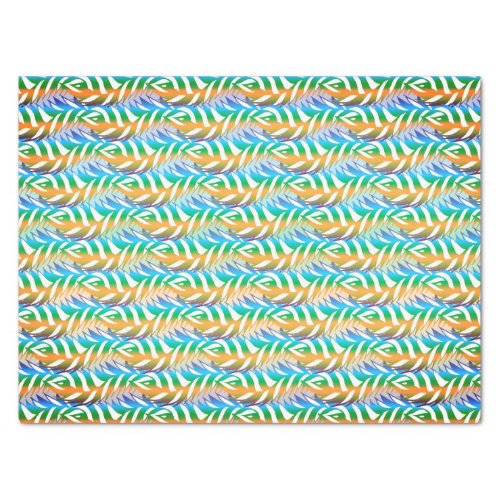 Beach turquoise and yellow fun feather pattern tissue paper