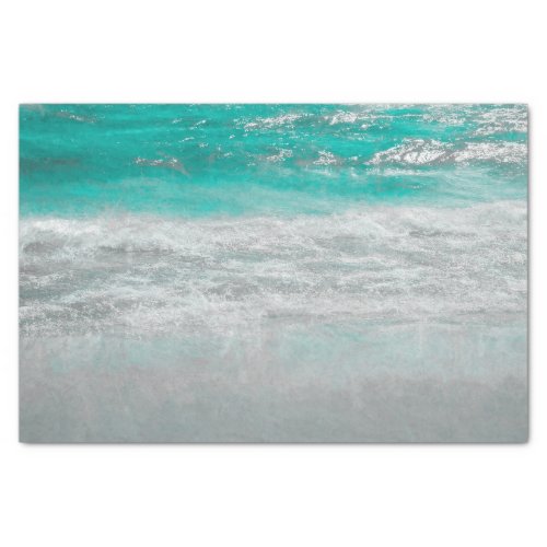 Beach Turquoise Coastal Ocean Waves Tropical Art Tissue Paper