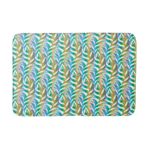 Beach turquoise fun feather pattern. bathroom mat
