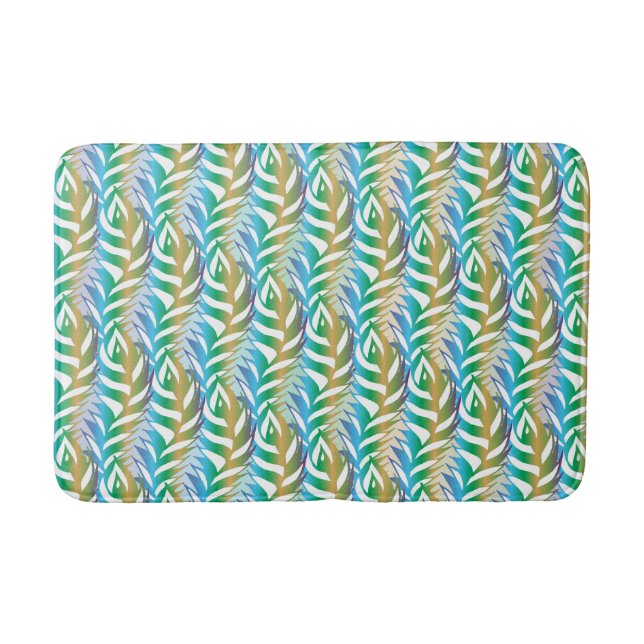Beach turquoise fun feather pattern. bathroom mat (Front)