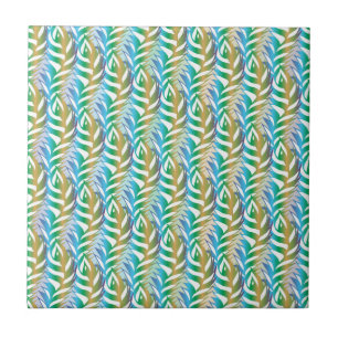 Beach turquoise fun feather pattern. ceramic tile