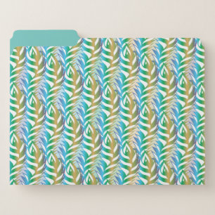 Beach turquoise fun feather pattern. file folder