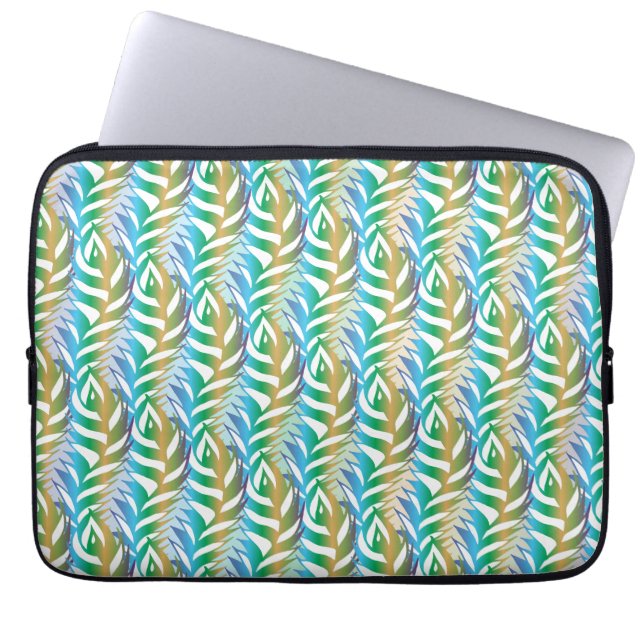 Beach turquoise fun feather pattern. laptop sleeve (Front)