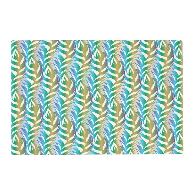 Beach turquoise fun feather pattern. placemat (Front)