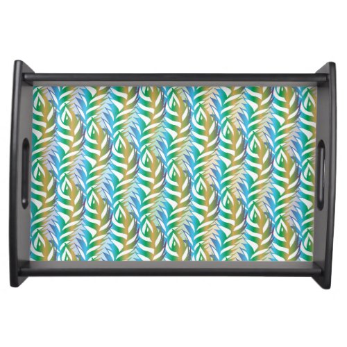 Beach turquoise fun feather pattern serving tray