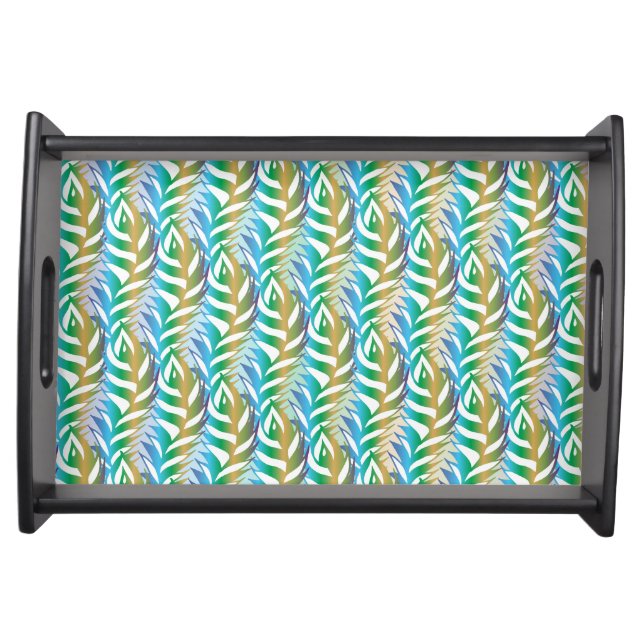 Beach turquoise fun feather pattern. serving tray (Front)