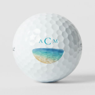 Beach Turquoise Monogram Titleist Pro V1 Golf Balls