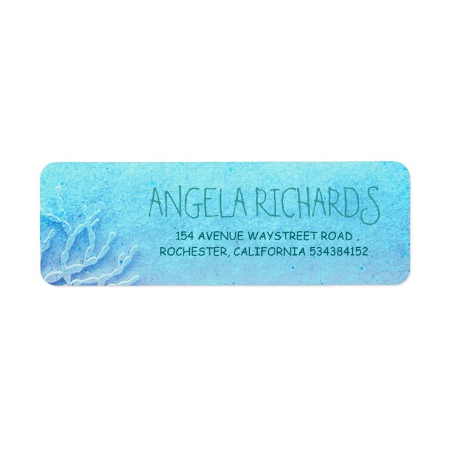 Beach Turquoise Ombre Wedding Label (Front)