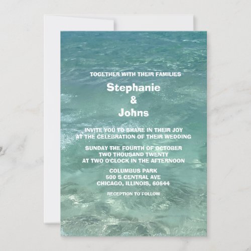 Beach Turquoise Teal Water Destination Wedding Invitation