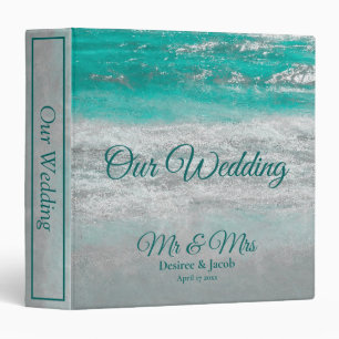 Beach Turquoise Tropical Ocean Waves Coastal 3 Ring Binder