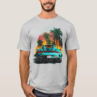 Beach Turquoise Turbo Sports Car Teen Guy Race Car T-Shirt