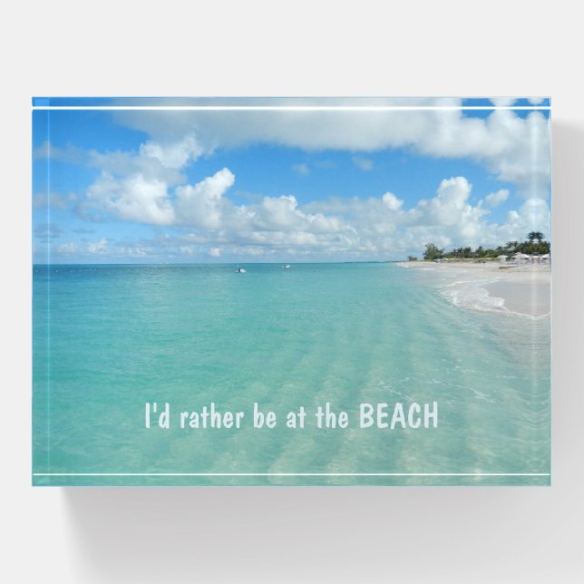 Beach turquoise water sand paperweight (Front)