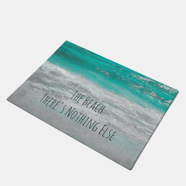 Beach Turquoise White Tropical Coastal Ocean Waves Doormat (Angled)