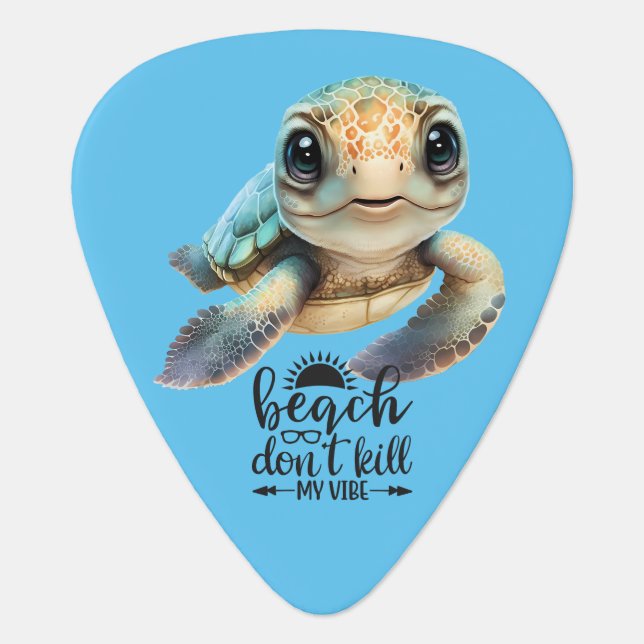 Beach Turtle Guitar Pick (Front)