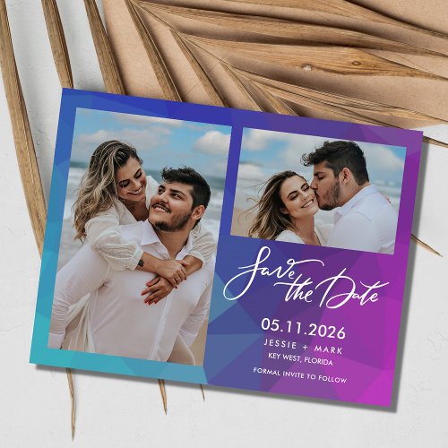 Beach Two Photo Wedding Save the Date Announcement Postcard