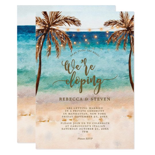 beach tying the knot eloping invitation zazzle com