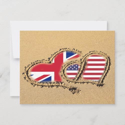 Beach UK And USA Love Hearts Custom Invitations