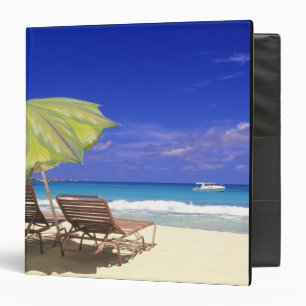 Beach Umbrella, Abaco, Bahamas 3 Ring Binder