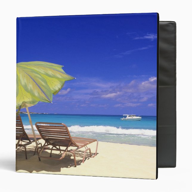Beach Umbrella, Abaco, Bahamas 3 Ring Binder (Front/Inside)