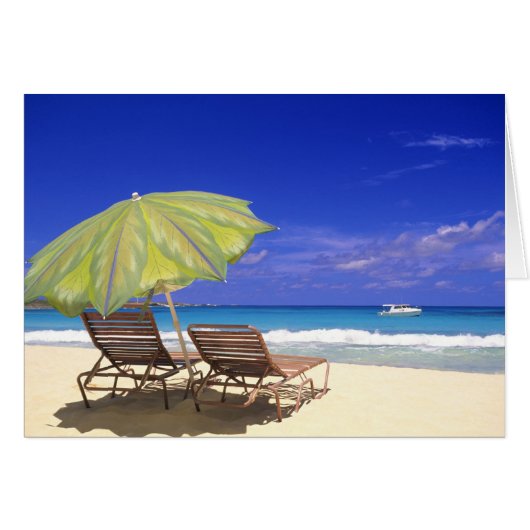 Beach Umbrella, Abaco, Bahamas Cards (Front Horizontal)