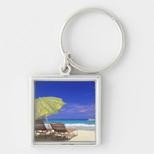 Beach Umbrella, Abaco, Bahamas Keychain