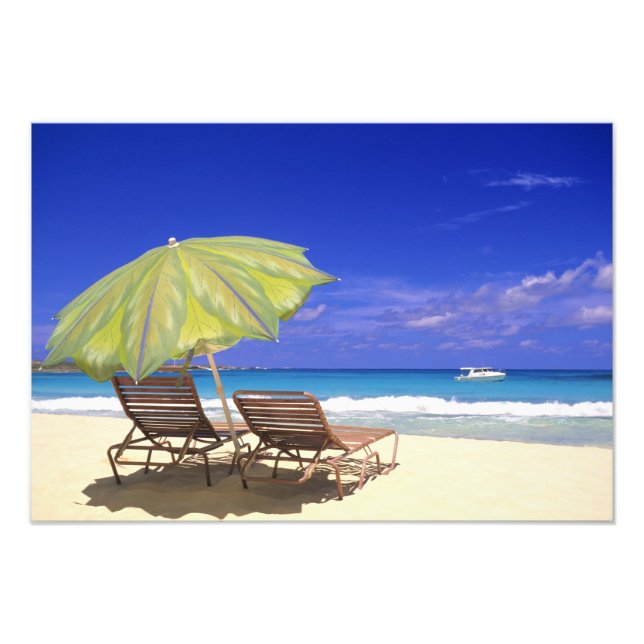 Beach Umbrella, Abaco, Bahamas Photo Print (Front)
