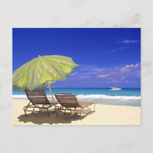 Beach Umbrella, Abaco, Bahamas Postcard
