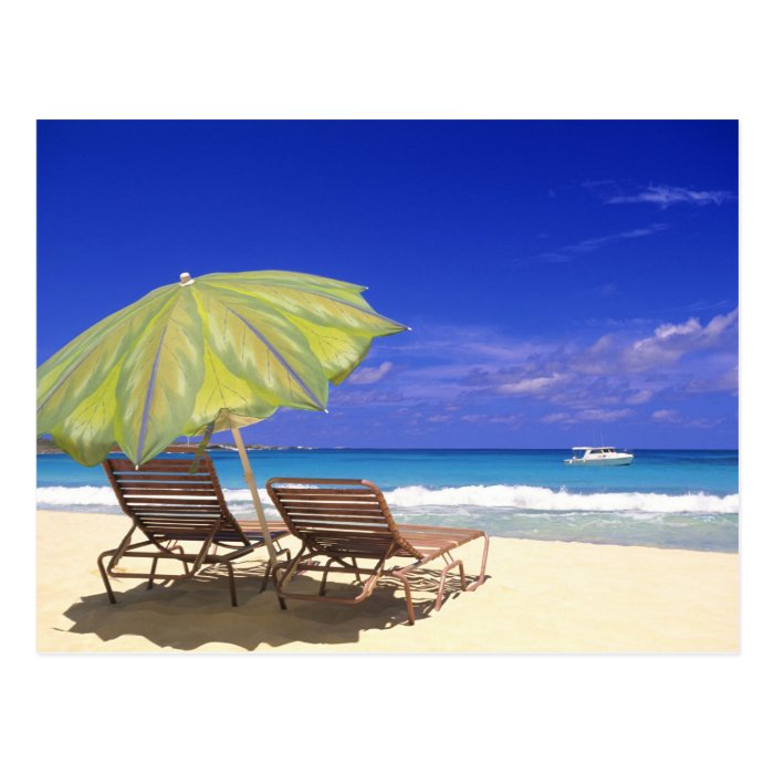 Beach Umbrella, Abaco, Bahamas Postcard