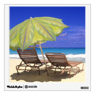 Beach Umbrella, Abaco, Bahamas Wall Decal