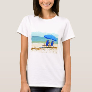 Beach, Umbrella and Chairs at the Shore T-Shirt