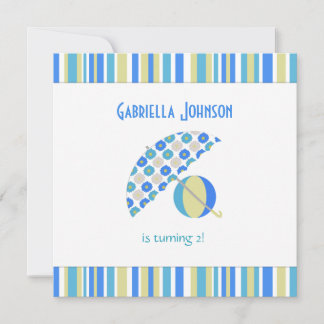 Beach Umbrella Birthday Party Invitation