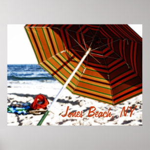 Jones Beach Art Wall Décor Zazzle Beach Umbrella Glow Jones Poster
