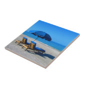 Beach Umbrella Lounge Chairs Ceramic Tile | Zazzle