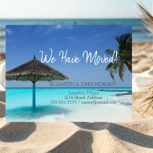 Beach Umbrella Moving Announcement Postcard