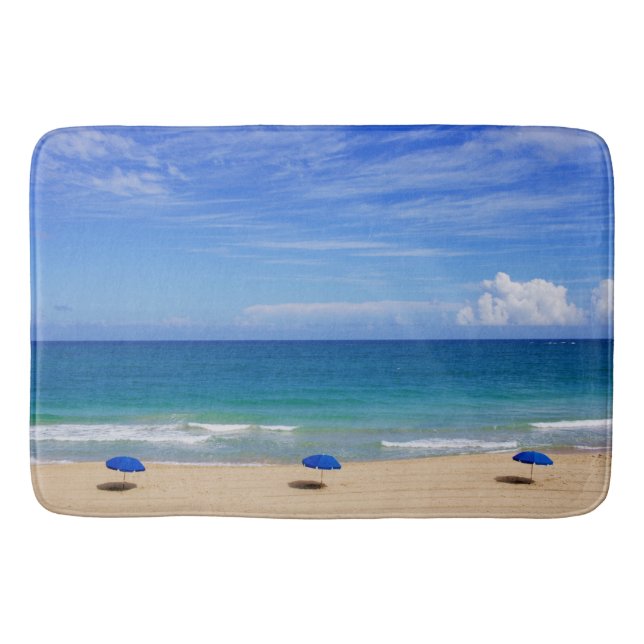Beach Umbrella Ocean Bathroom Mat (Front)