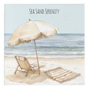 Beach Umbrella Ocean Sea Sand Serenity Acrylic Print