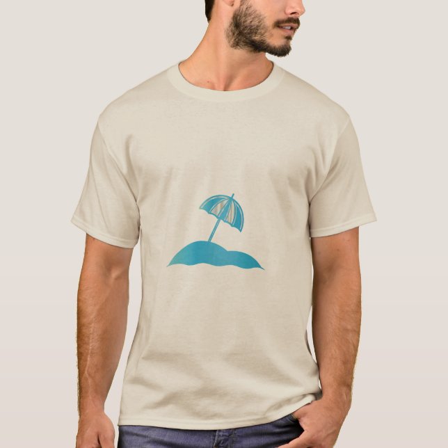 Beach Umbrella Summer Vibes Minimalist T-Shirt (Front)