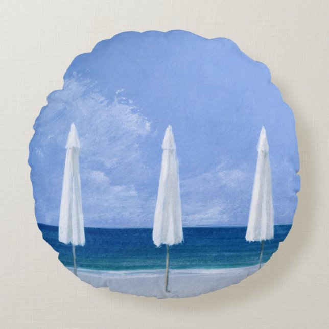 Beach umbrellas 2005 round pillow (Front)